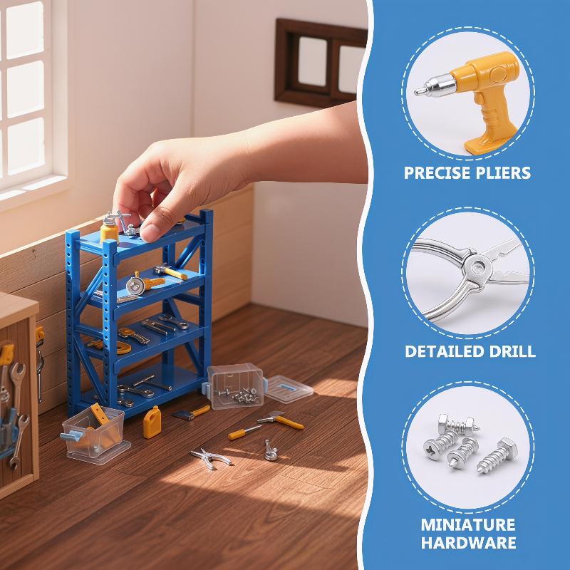Workshop Tools Toy - Premium 30-delige mini-gereedschapset 1:12 schaal realisme