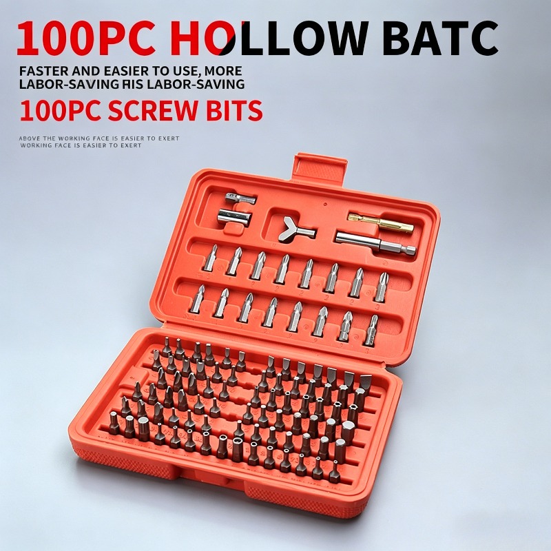 Workshop Use Tools - 100-delige schroevendraaierbitset, holle beveiligingsbitset met verlengstuk
