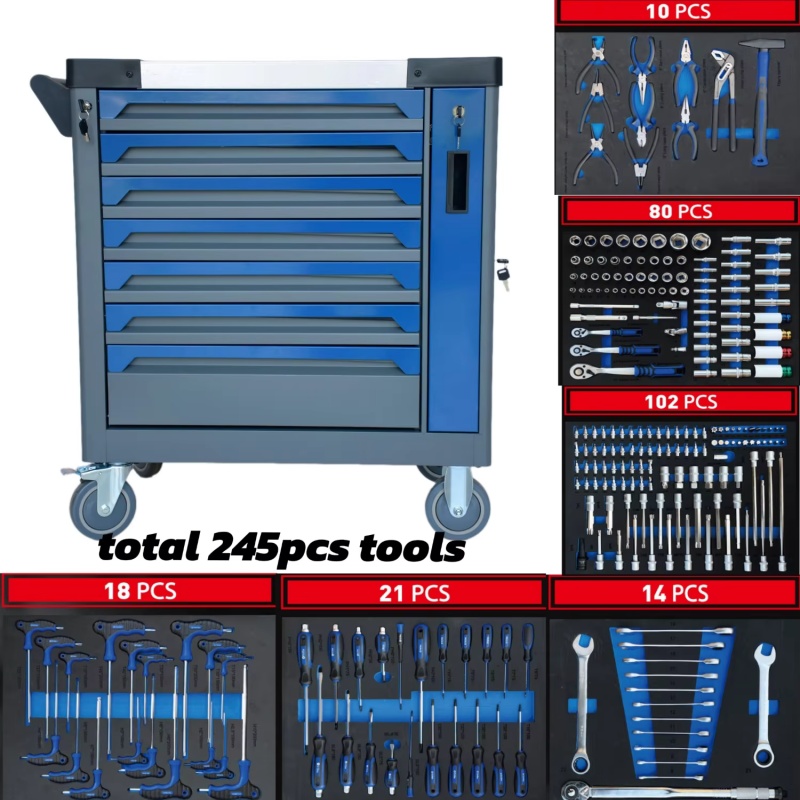 Tools For Garage Workshop - 7-laden afsluitbare rollende stalen werkplaats gereedschapskast